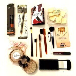 14 +Mix lot of Makeup Cosmetics Fake Eyelashes Mirror Eyebrow Pencil Applicators